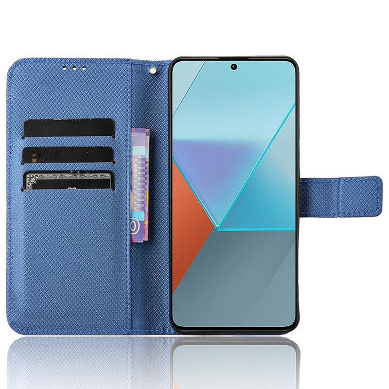 For Xiaomi Redmi Note 13 Pro 5G / Poco X6 5G Phone Case Anti-Scratch Shell Magnetic PU Leather Wallet Phone Cover - Blue