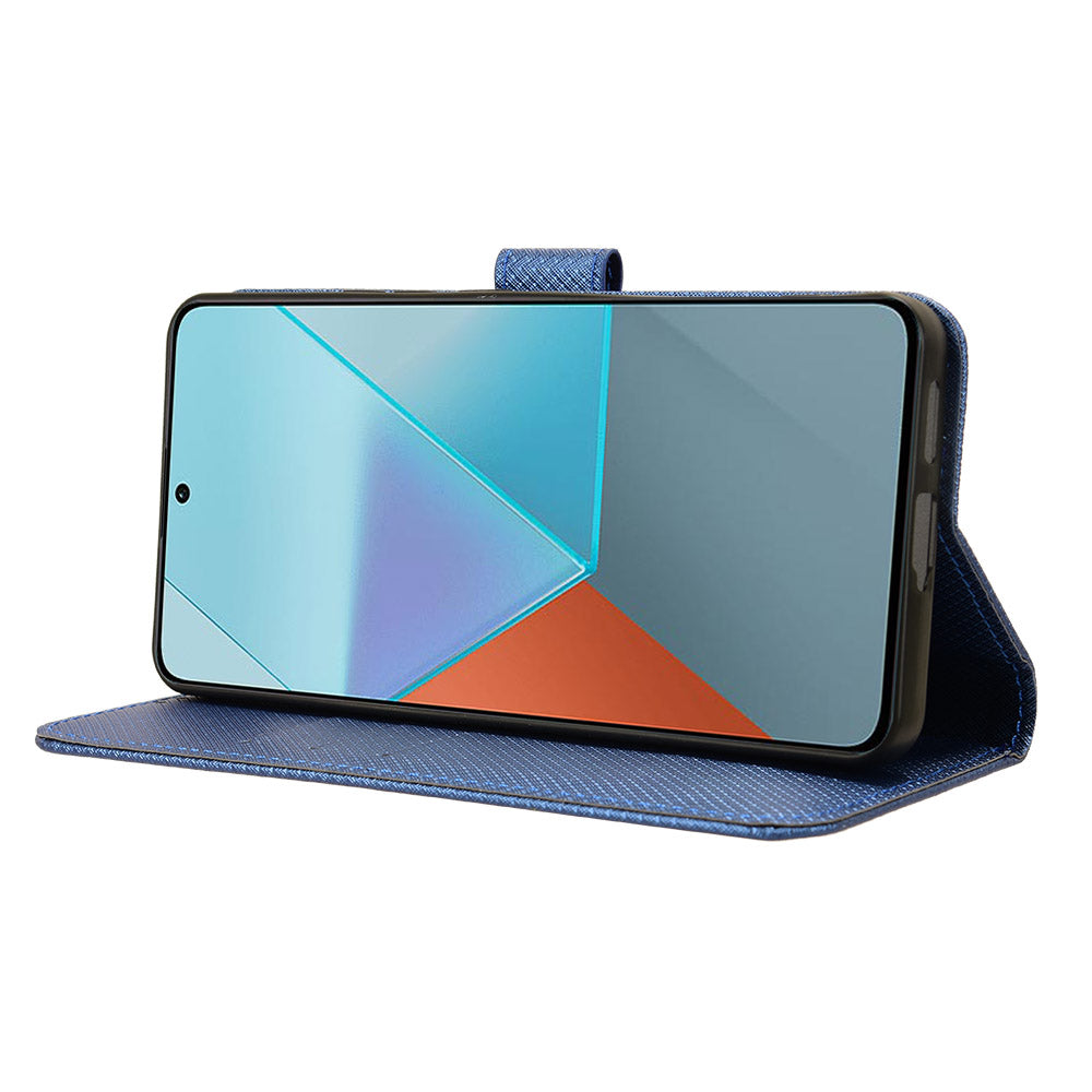 For Xiaomi Redmi Note 13 Pro 5G / Poco X6 5G Phone Case Anti-Scratch Shell Magnetic PU Leather Wallet Phone Cover - Blue