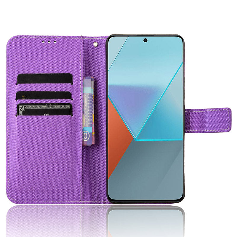 For Xiaomi Redmi Note 13 Pro 5G / Poco X6 5G Phone Case Anti-Scratch Shell Magnetic PU Leather Wallet Phone Cover - Purple