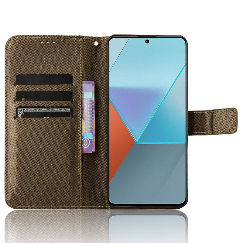 For Xiaomi Redmi Note 13 Pro 5G / Poco X6 5G Phone Case Anti-Scratch Shell Magnetic PU Leather Wallet Phone Cover - Brown