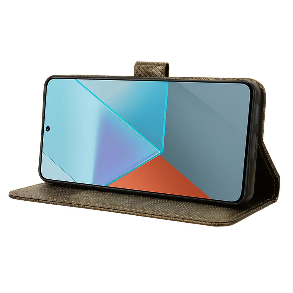 For Xiaomi Redmi Note 13 Pro 5G / Poco X6 5G Phone Case Anti-Scratch Shell Magnetic PU Leather Wallet Phone Cover - Brown