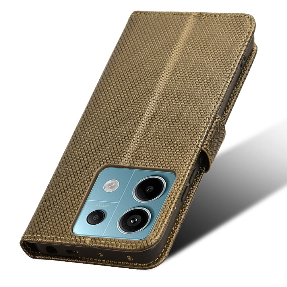 For Xiaomi Redmi Note 13 Pro 5G / Poco X6 5G Phone Case Anti-Scratch Shell Magnetic PU Leather Wallet Phone Cover - Brown