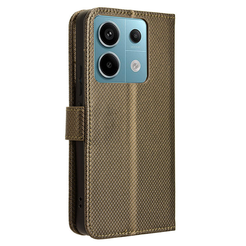 For Xiaomi Redmi Note 13 Pro 5G / Poco X6 5G Phone Case Anti-Scratch Shell Magnetic PU Leather Wallet Phone Cover - Brown