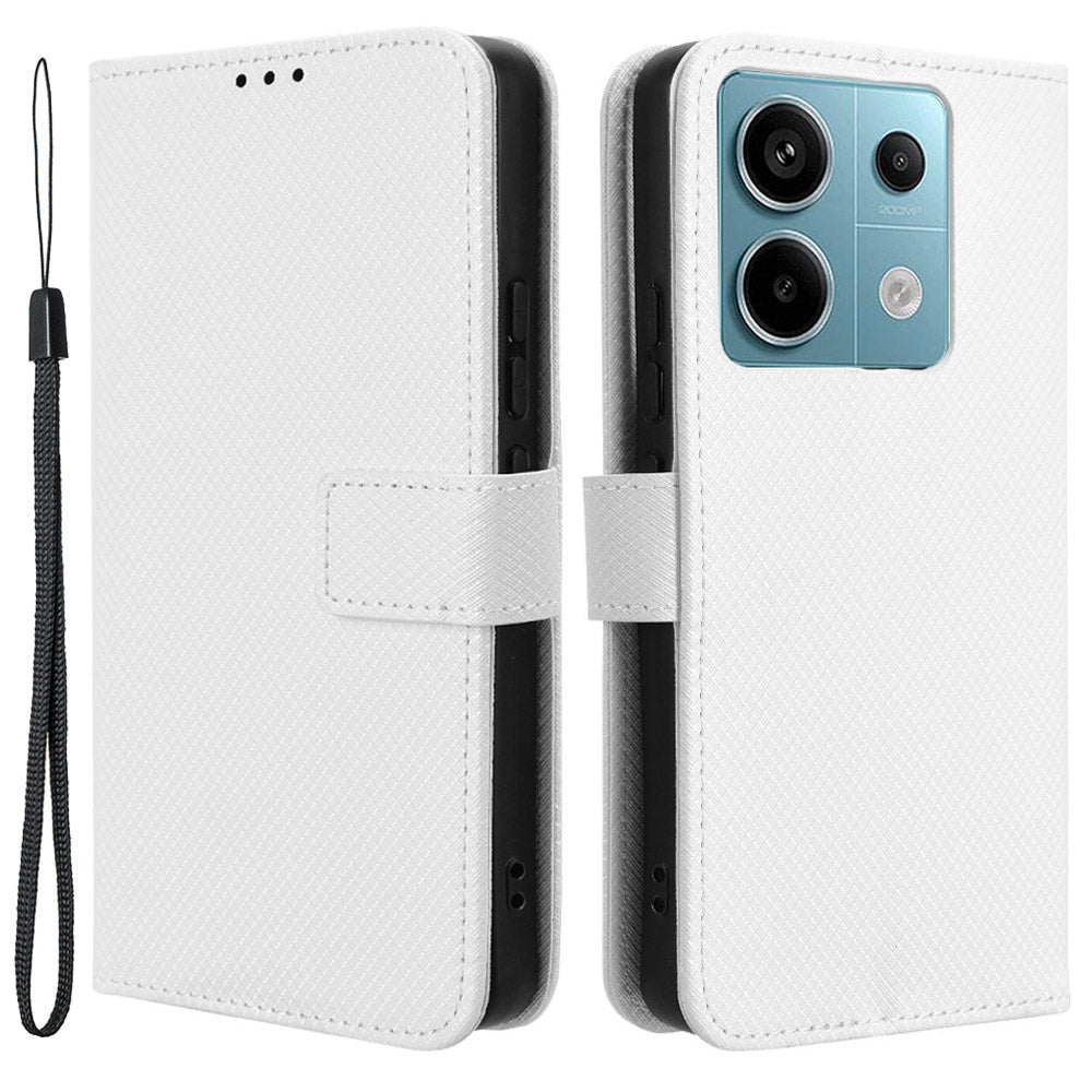 For Xiaomi Redmi Note 13 Pro 5G / Poco X6 5G Phone Case Anti-Scratch Shell Magnetic PU Leather Wallet Phone Cover - White