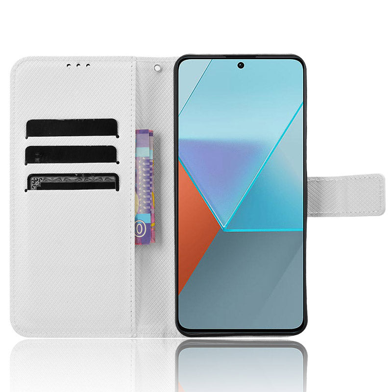 For Xiaomi Redmi Note 13 Pro 5G / Poco X6 5G Phone Case Anti-Scratch Shell Magnetic PU Leather Wallet Phone Cover - White