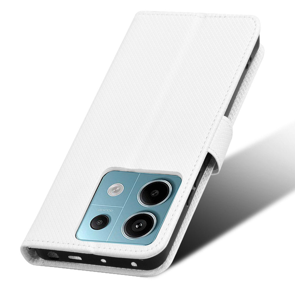 For Xiaomi Redmi Note 13 Pro 5G / Poco X6 5G Phone Case Anti-Scratch Shell Magnetic PU Leather Wallet Phone Cover - White