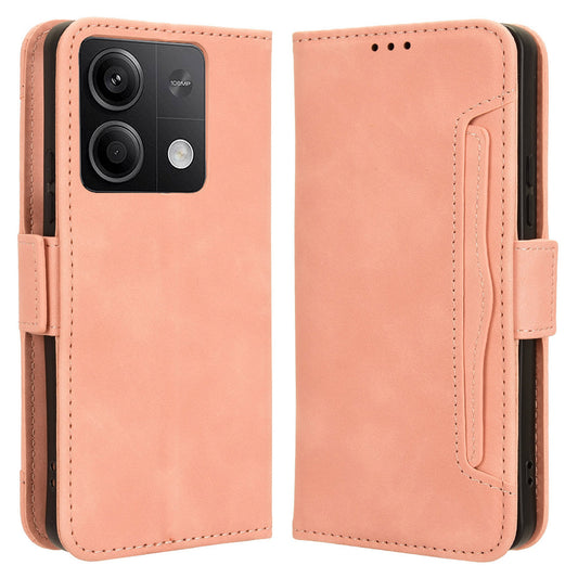 For Xiaomi Redmi Note 13 5G Case Slim-Fit PU Leather Phone Stand Cover Wallet - Pink