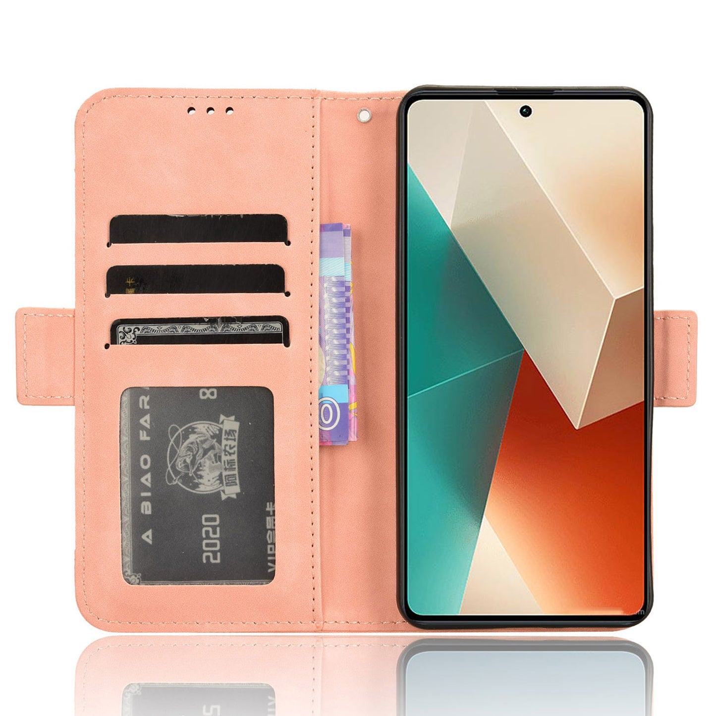 For Xiaomi Redmi Note 13 5G Case Slim-Fit PU Leather Phone Stand Cover Wallet - Pink