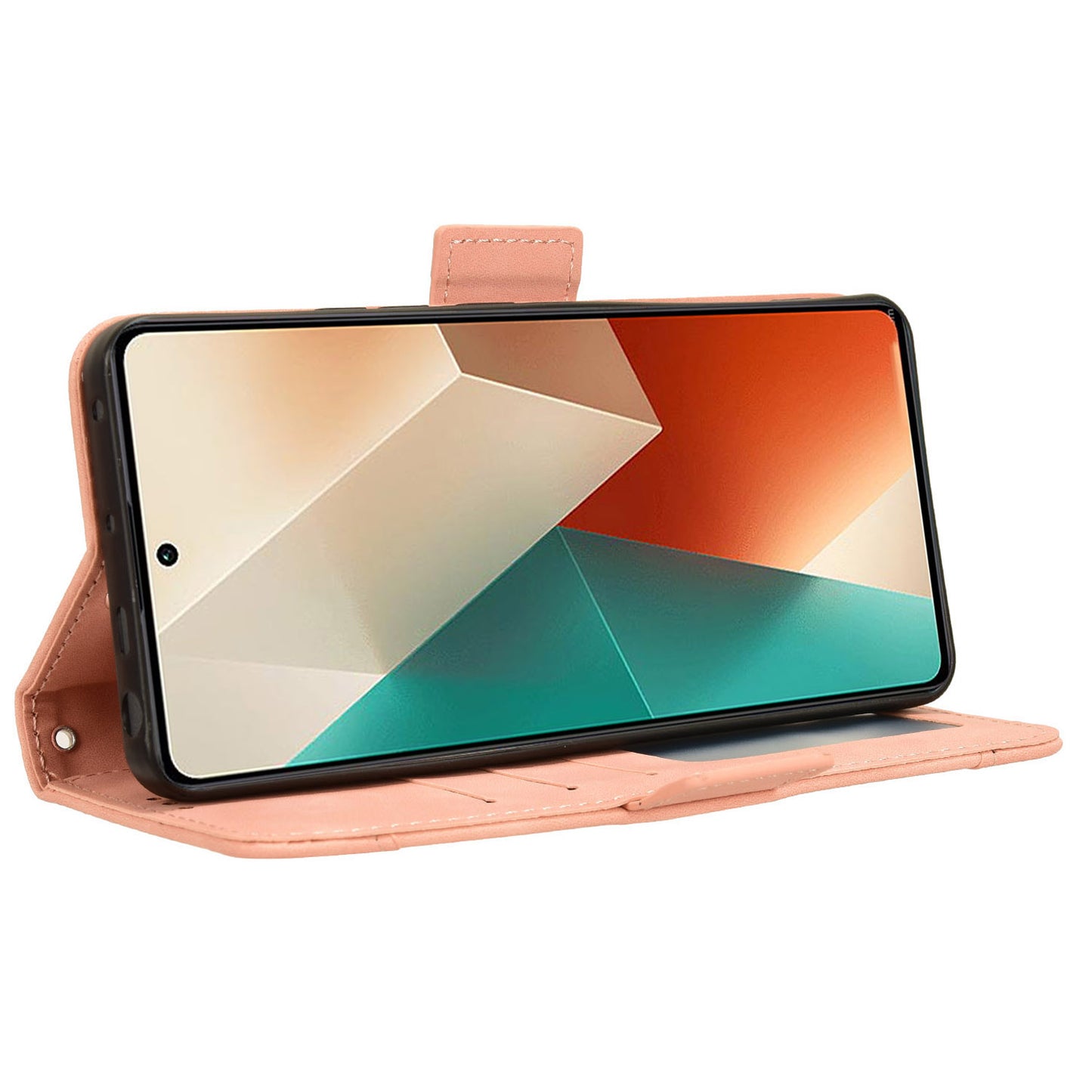 For Xiaomi Redmi Note 13 5G Case Slim-Fit PU Leather Phone Stand Cover Wallet - Pink