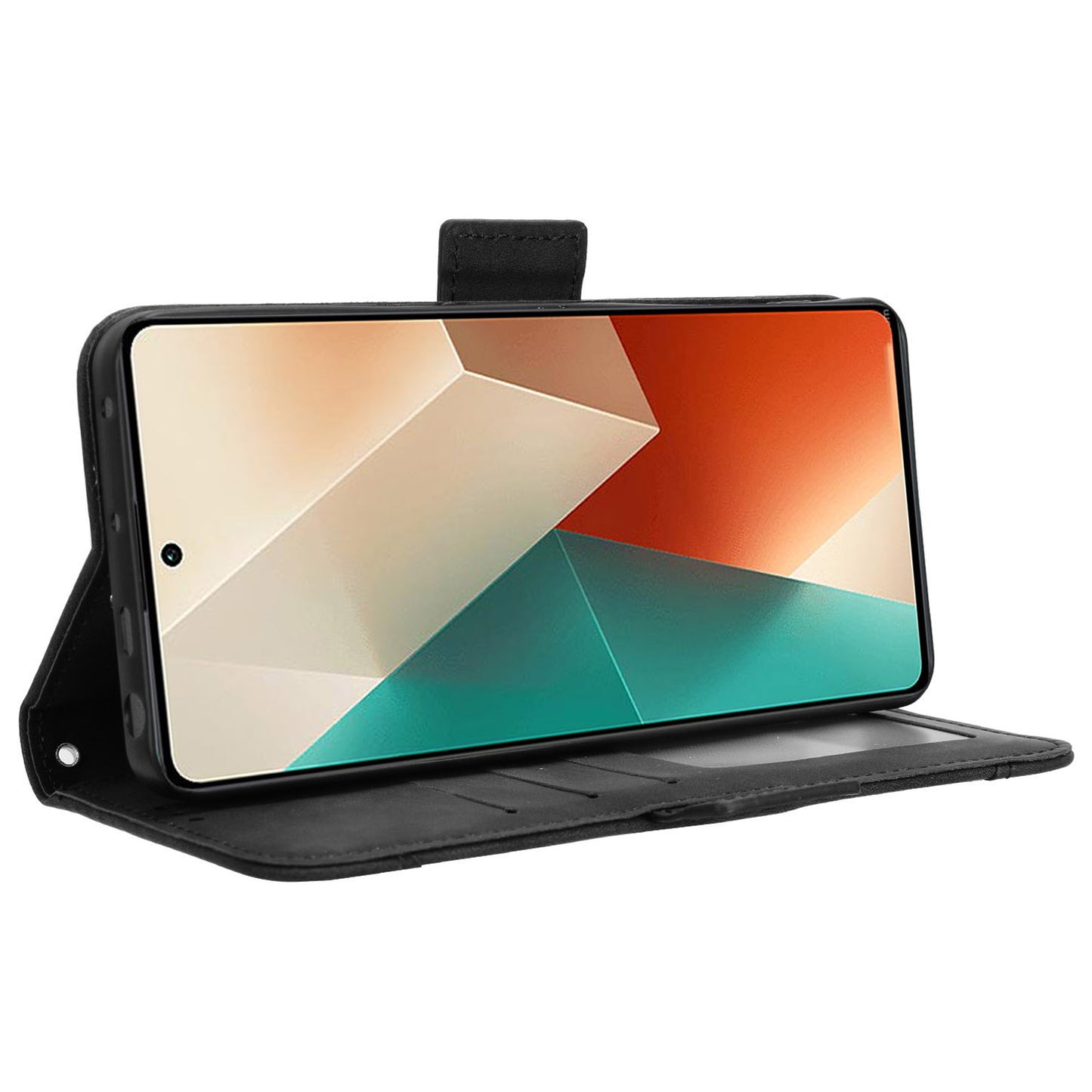 For Xiaomi Redmi Note 13 5G Case Slim-Fit PU Leather Phone Stand Cover Wallet - Black