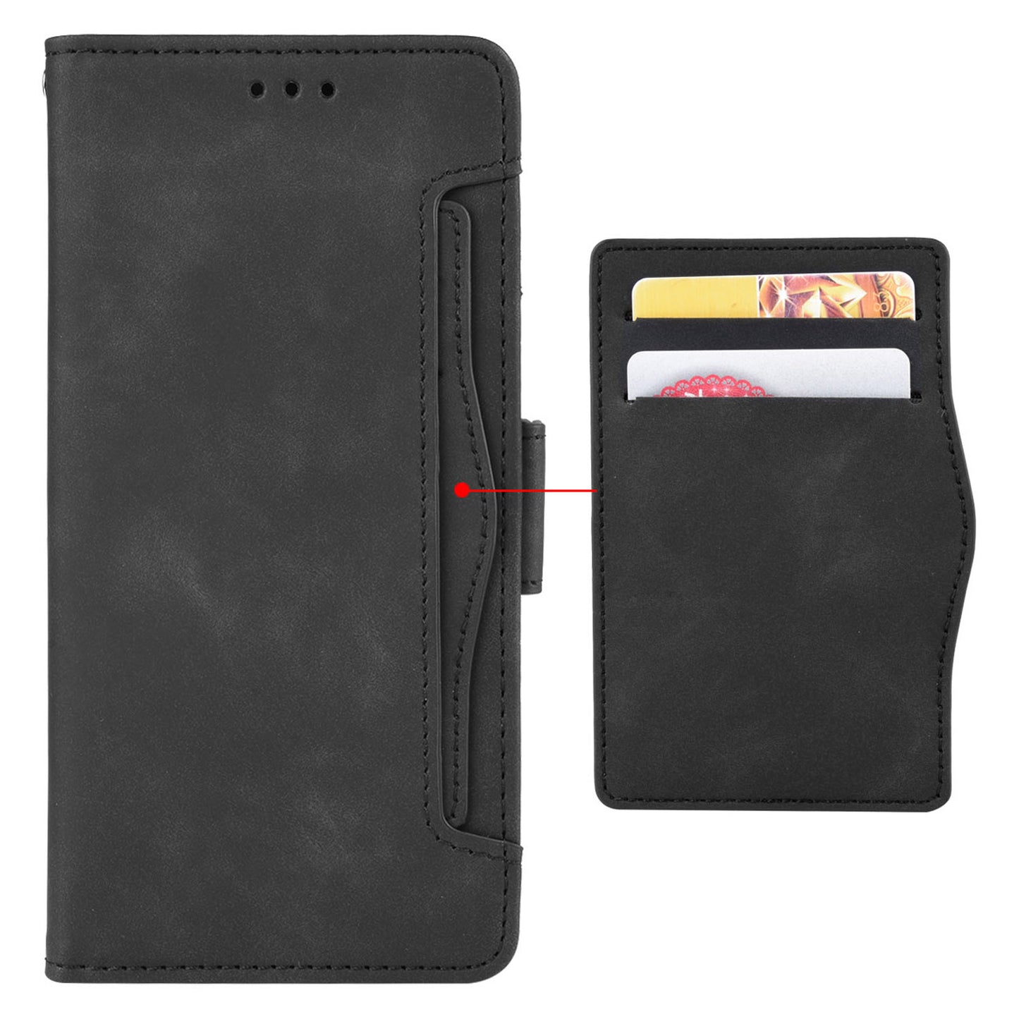 For Xiaomi Redmi Note 13 5G Case Slim-Fit PU Leather Phone Stand Cover Wallet - Black