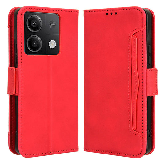 For Xiaomi Redmi Note 13 5G Case Slim-Fit PU Leather Phone Stand Cover Wallet - Red