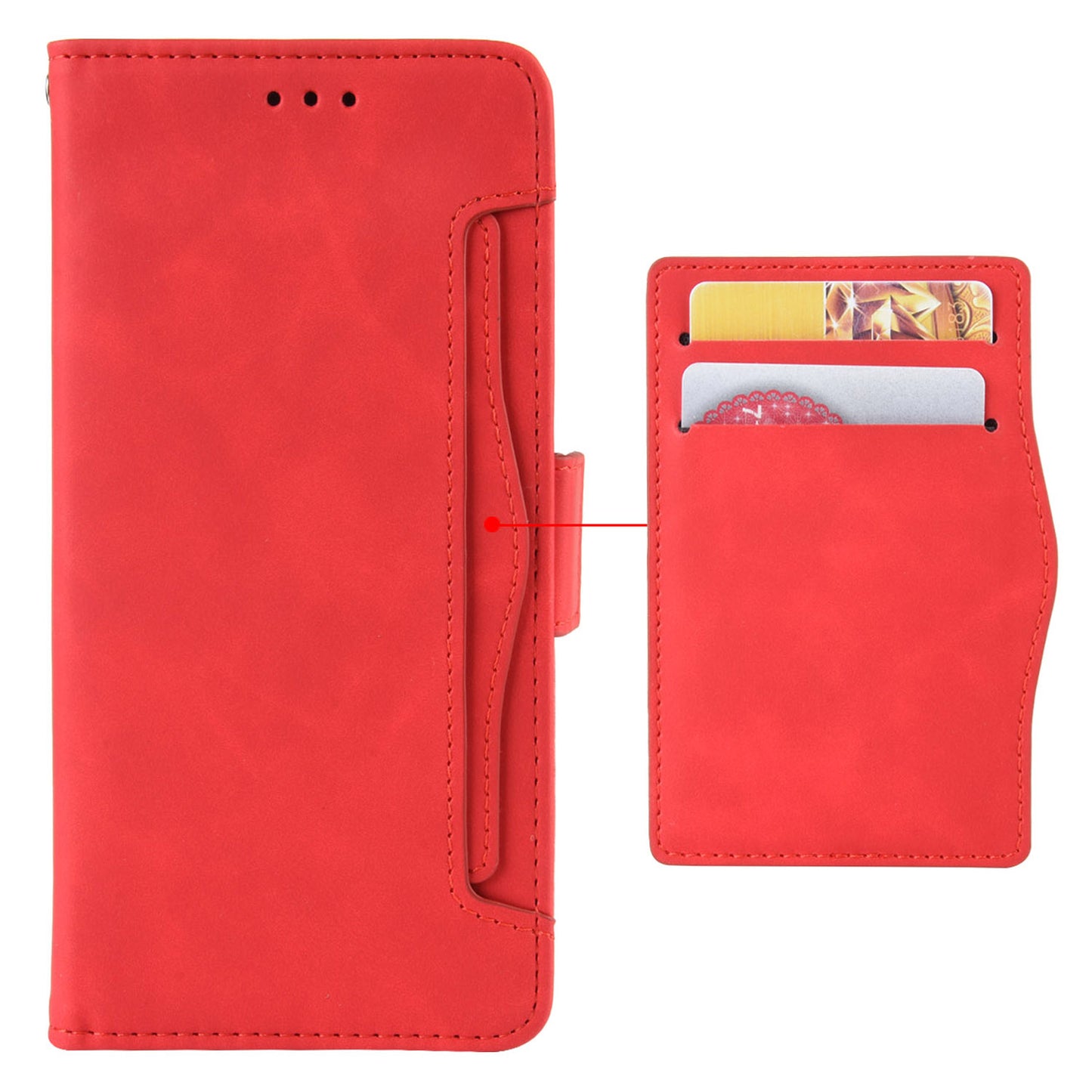For Xiaomi Redmi Note 13 5G Case Slim-Fit PU Leather Phone Stand Cover Wallet - Red