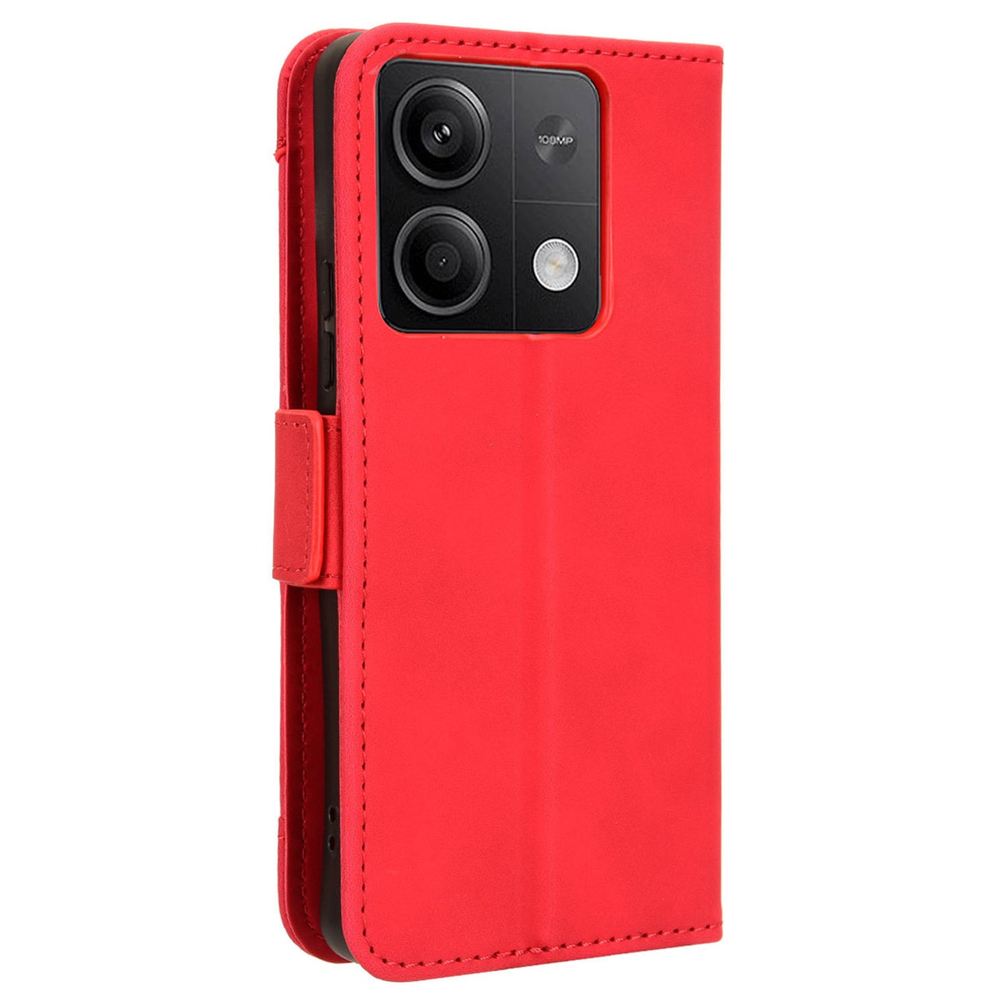 For Xiaomi Redmi Note 13 5G Case Slim-Fit PU Leather Phone Stand Cover Wallet - Red