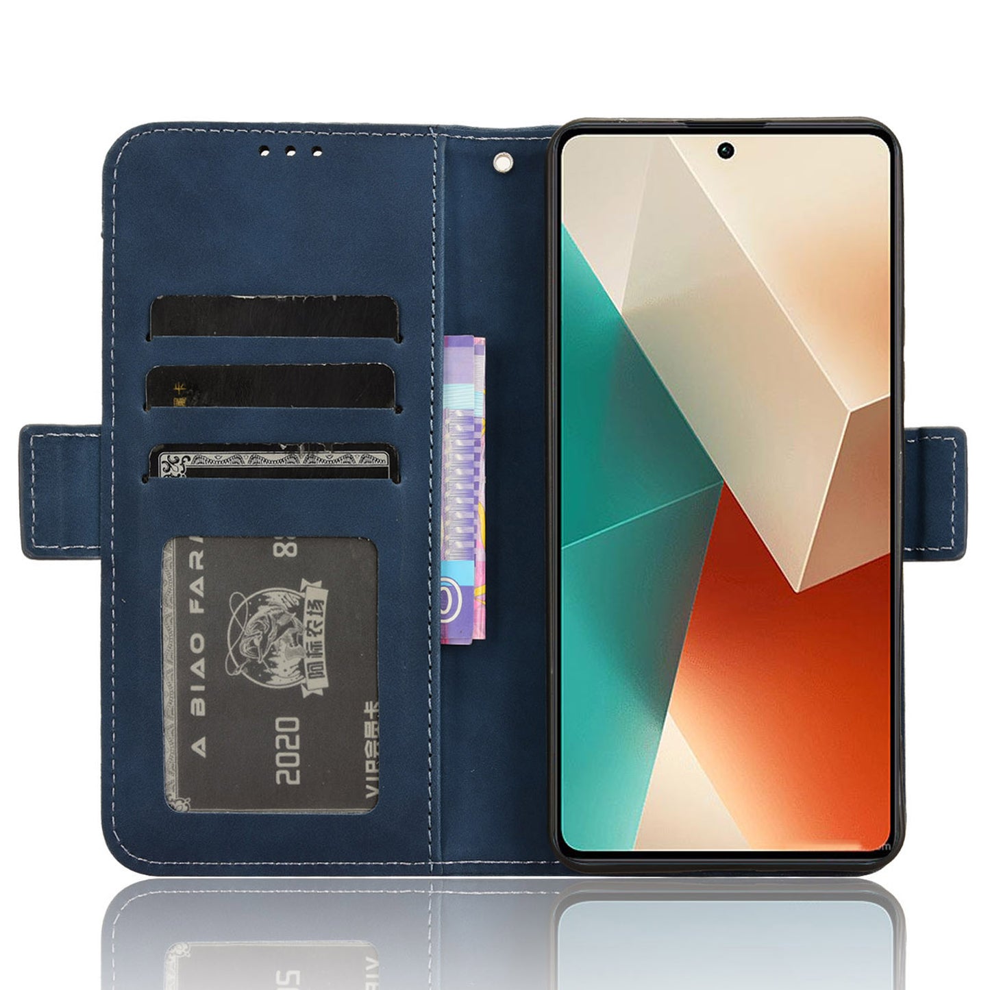 For Xiaomi Redmi Note 13 5G Case Slim-Fit PU Leather Phone Stand Cover Wallet - Blue