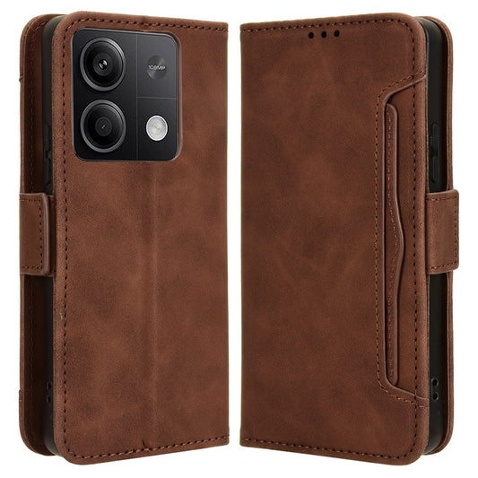 For Xiaomi Redmi Note 13 5G Case Slim-Fit PU Leather Phone Stand Cover Wallet - Brown