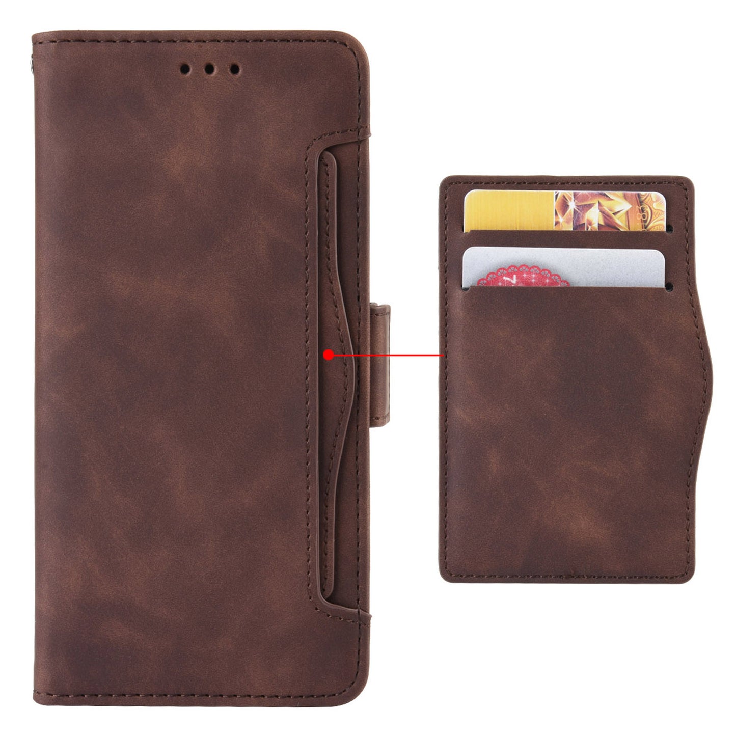 For Xiaomi Redmi Note 13 5G Case Slim-Fit PU Leather Phone Stand Cover Wallet - Brown