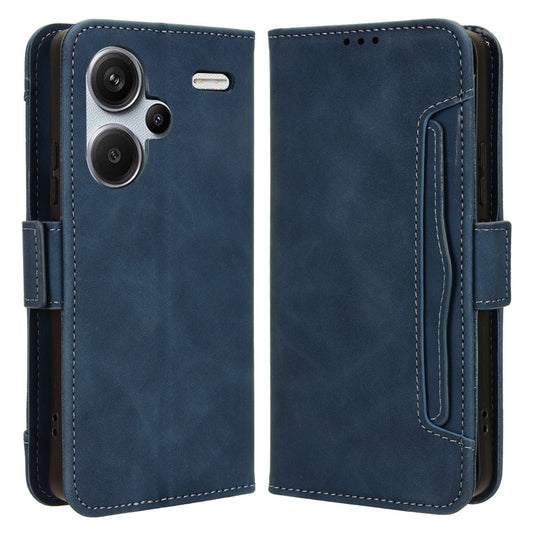 For Xiaomi Redmi Note 13 Pro+ 5G Anti-Scratch Phone Shell Leather Case Wallet Stand Phone Cover - Blue