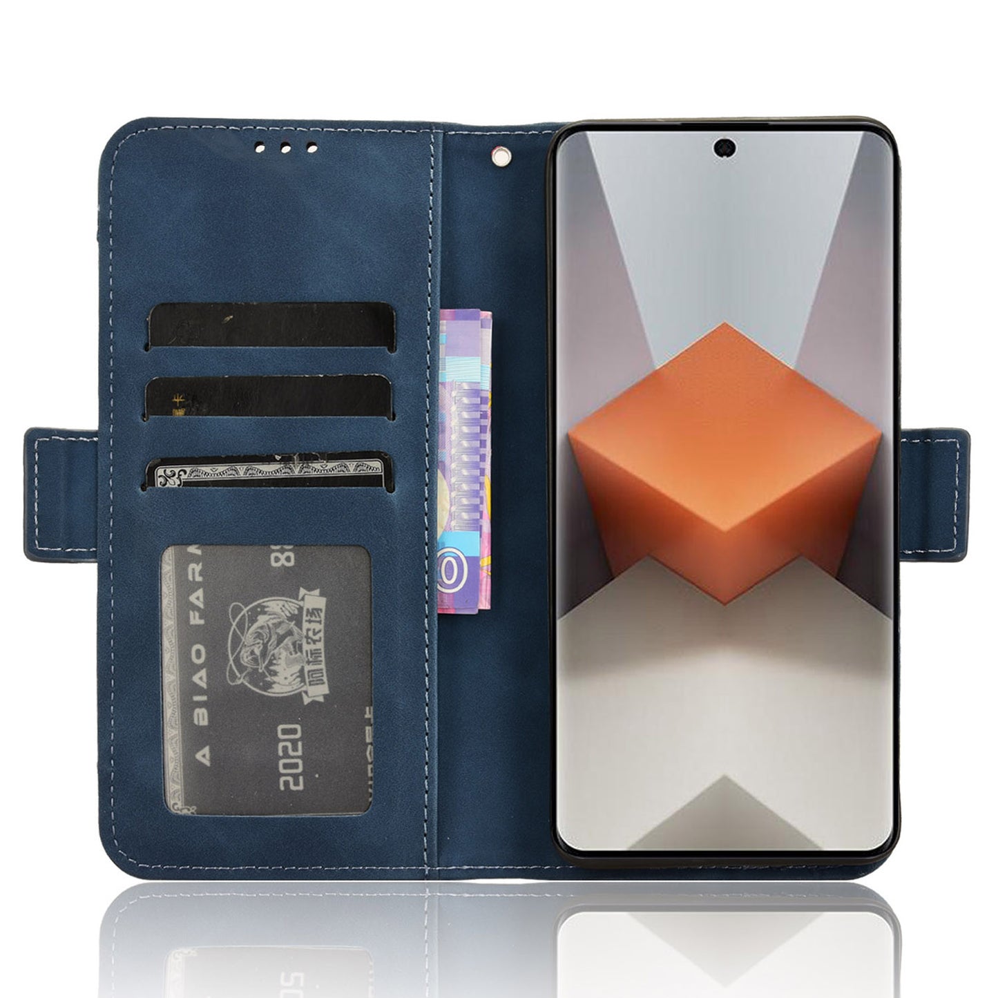 For Xiaomi Redmi Note 13 Pro+ 5G Anti-Scratch Phone Shell Leather Case Wallet Stand Phone Cover - Blue