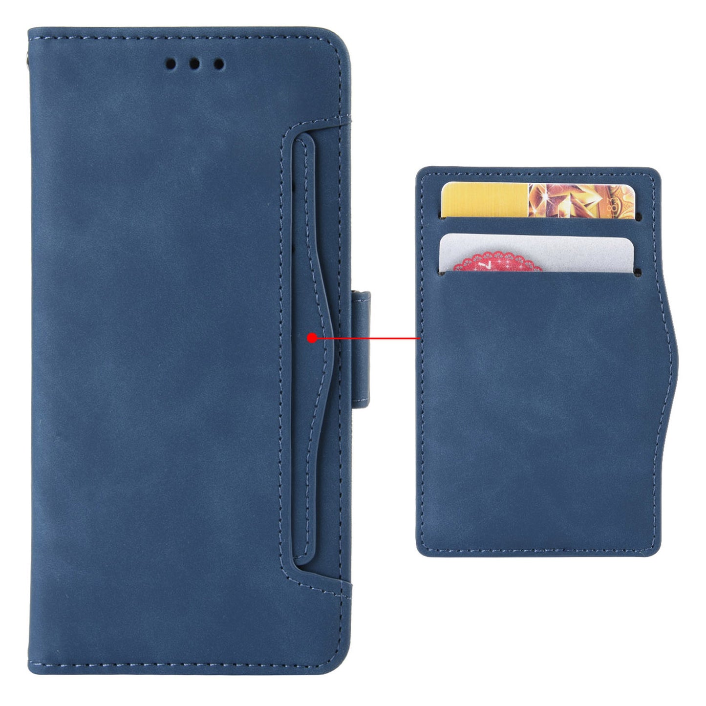 For Xiaomi Redmi Note 13 Pro+ 5G Anti-Scratch Phone Shell Leather Case Wallet Stand Phone Cover - Blue
