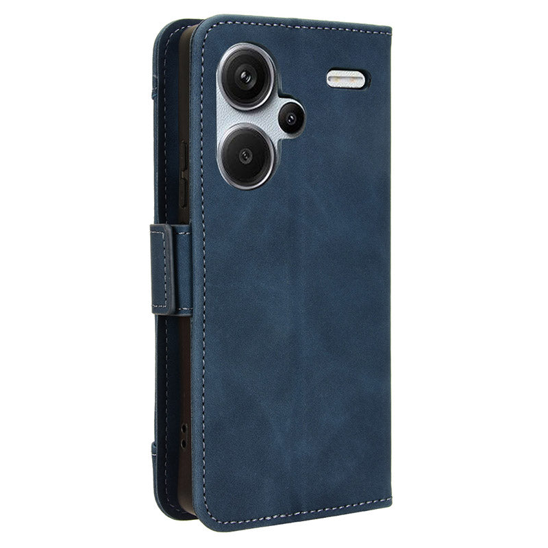 For Xiaomi Redmi Note 13 Pro+ 5G Anti-Scratch Phone Shell Leather Case Wallet Stand Phone Cover - Blue