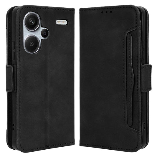 For Xiaomi Redmi Note 13 Pro+ 5G Anti-Scratch Phone Shell Leather Case Wallet Stand Phone Cover - Black