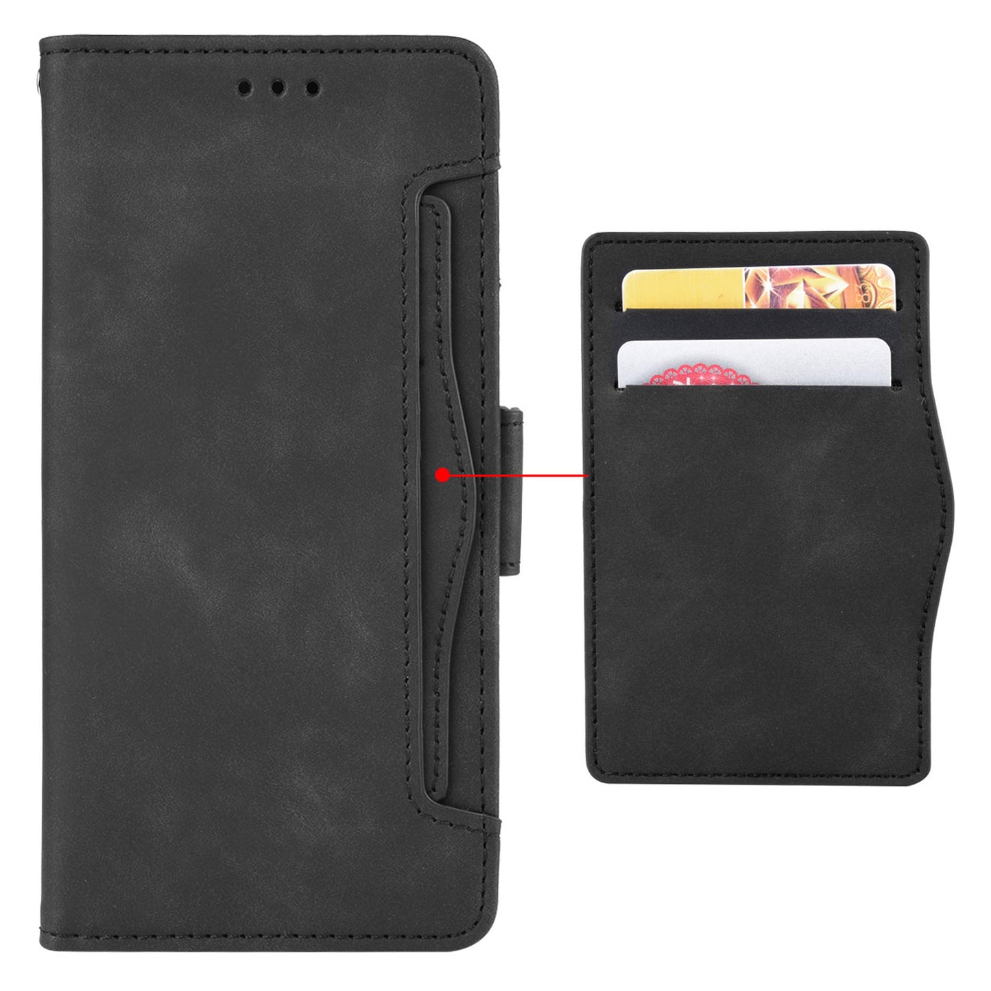 For Xiaomi Redmi Note 13 Pro+ 5G Anti-Scratch Phone Shell Leather Case Wallet Stand Phone Cover - Black