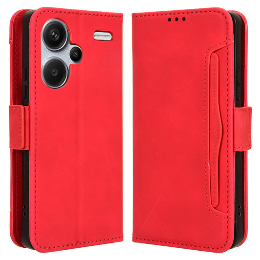 For Xiaomi Redmi Note 13 Pro+ 5G Anti-Scratch Phone Shell Leather Case Wallet Stand Phone Cover - Red