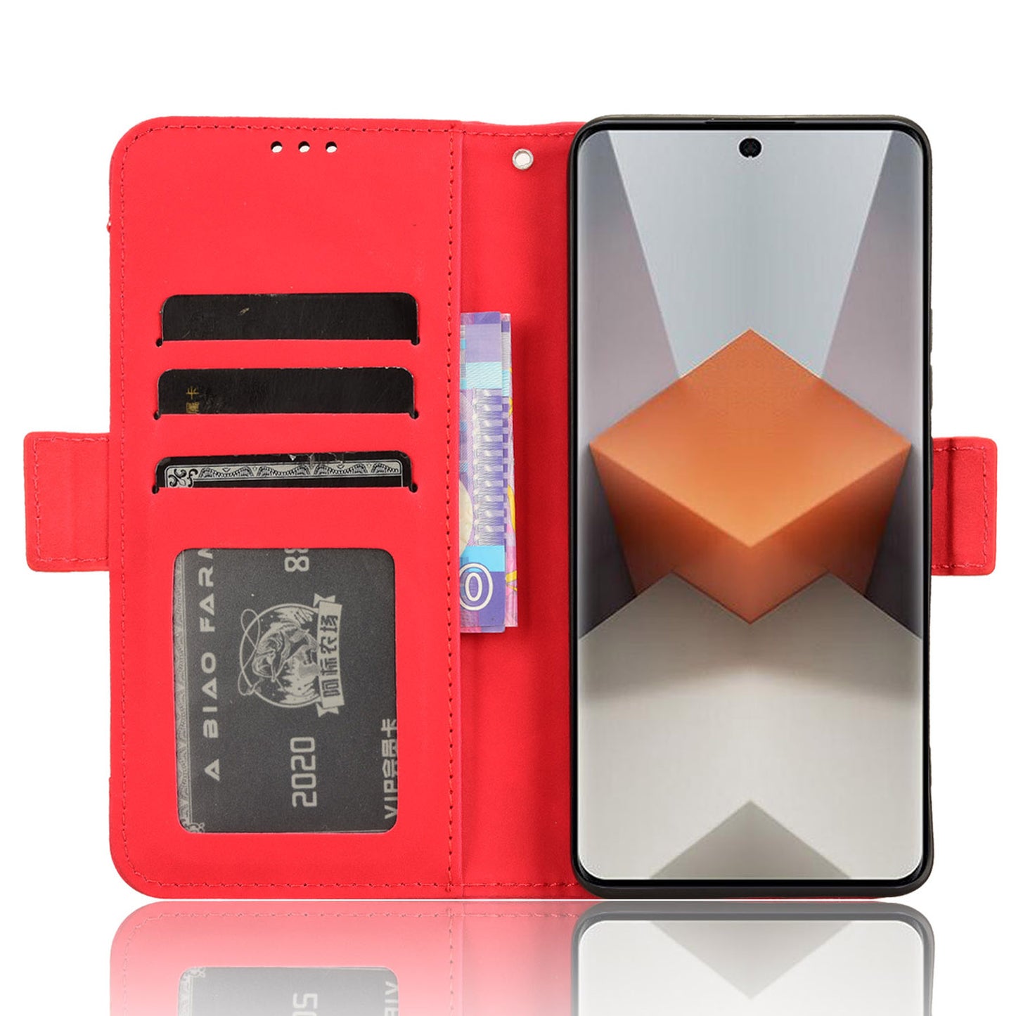 For Xiaomi Redmi Note 13 Pro+ 5G Anti-Scratch Phone Shell Leather Case Wallet Stand Phone Cover - Red