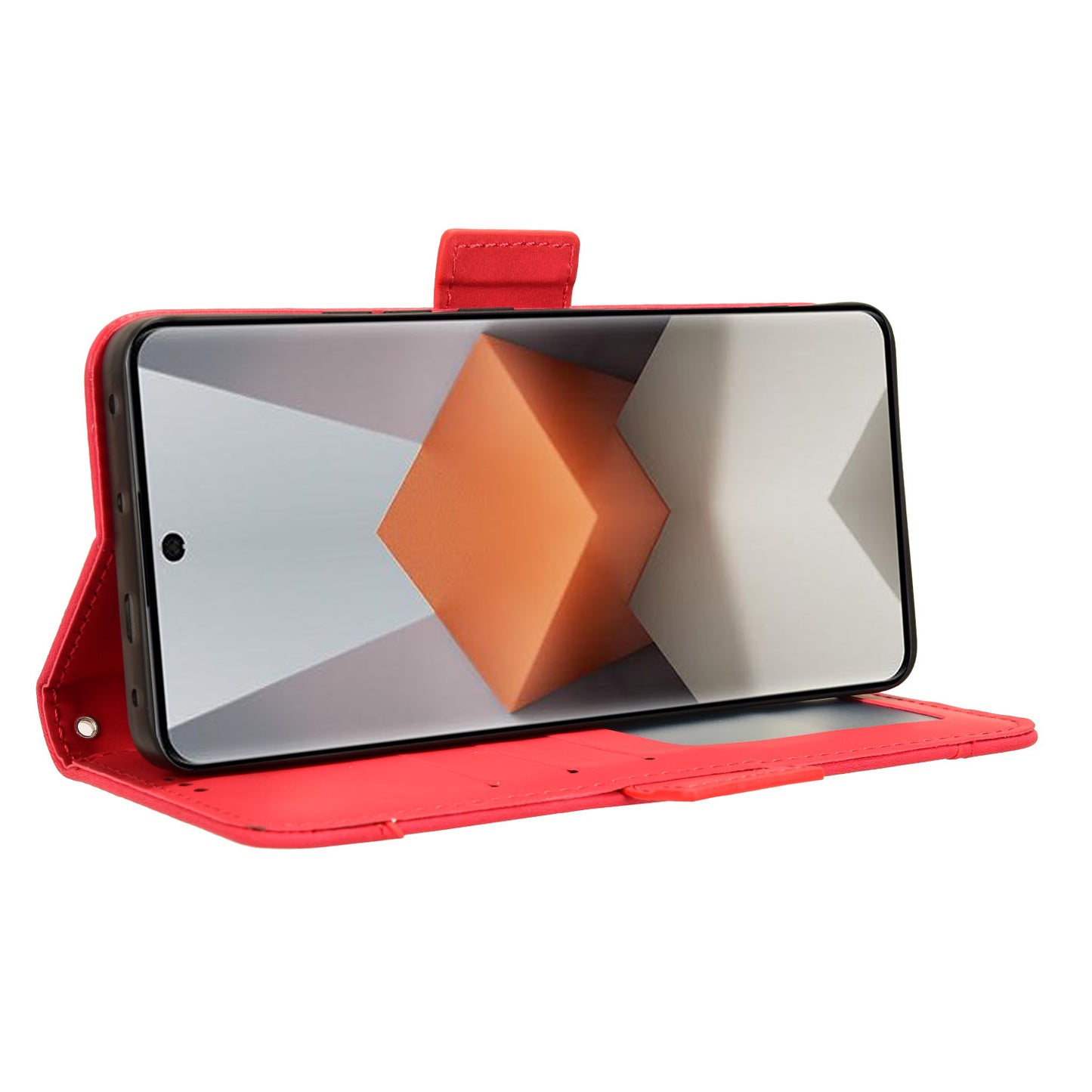 For Xiaomi Redmi Note 13 Pro+ 5G Anti-Scratch Phone Shell Leather Case Wallet Stand Phone Cover - Red