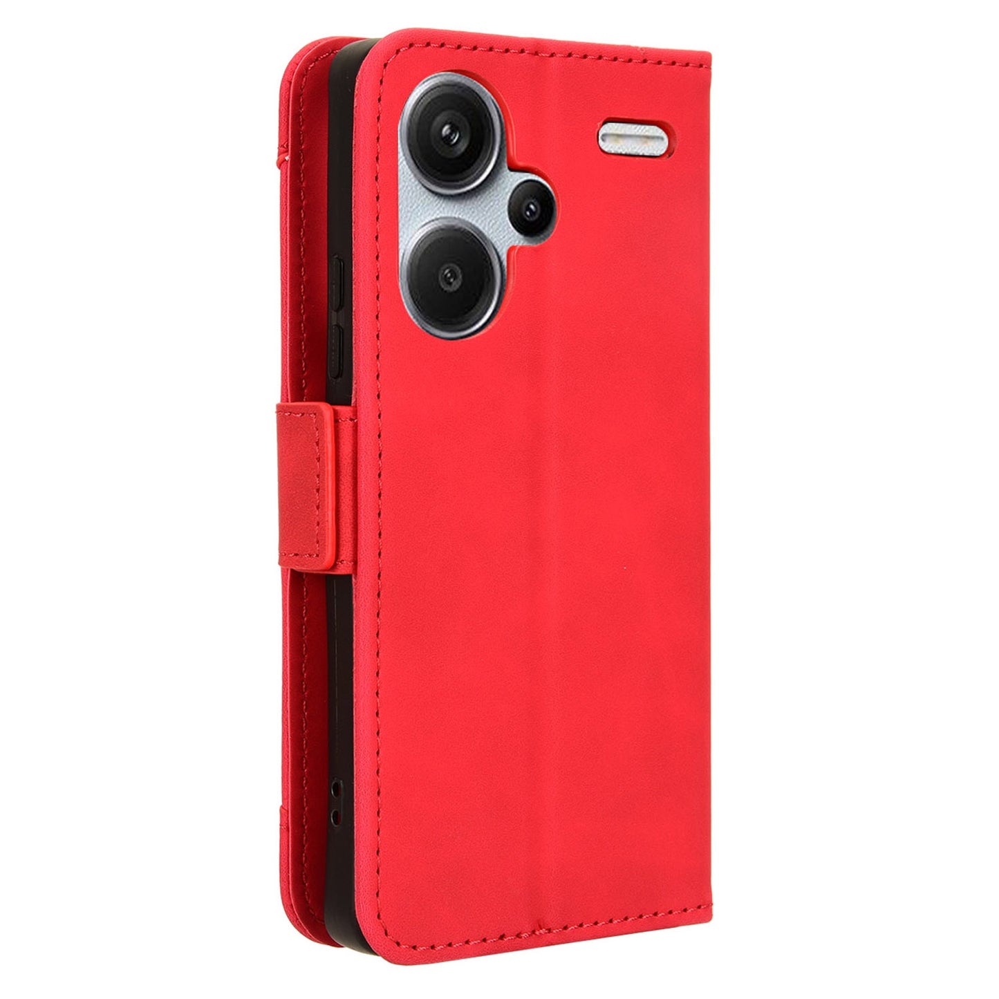 For Xiaomi Redmi Note 13 Pro+ 5G Anti-Scratch Phone Shell Leather Case Wallet Stand Phone Cover - Red