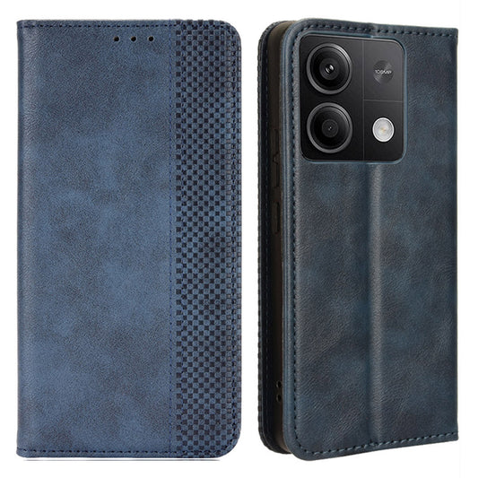 For Xiaomi Redmi Note 13 5G Mobile Phone Cover Case Wallet Retro PU Leather Shell - Blue