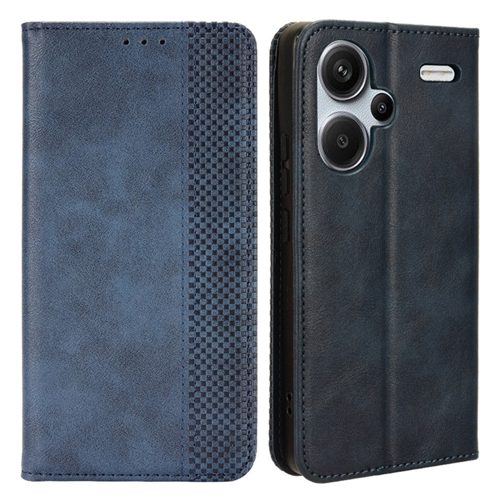 Retro Leather Phone Cover for Xiaomi Redmi Note 13 Pro+ Wallet Magnetic Leather Phone Case - Blue
