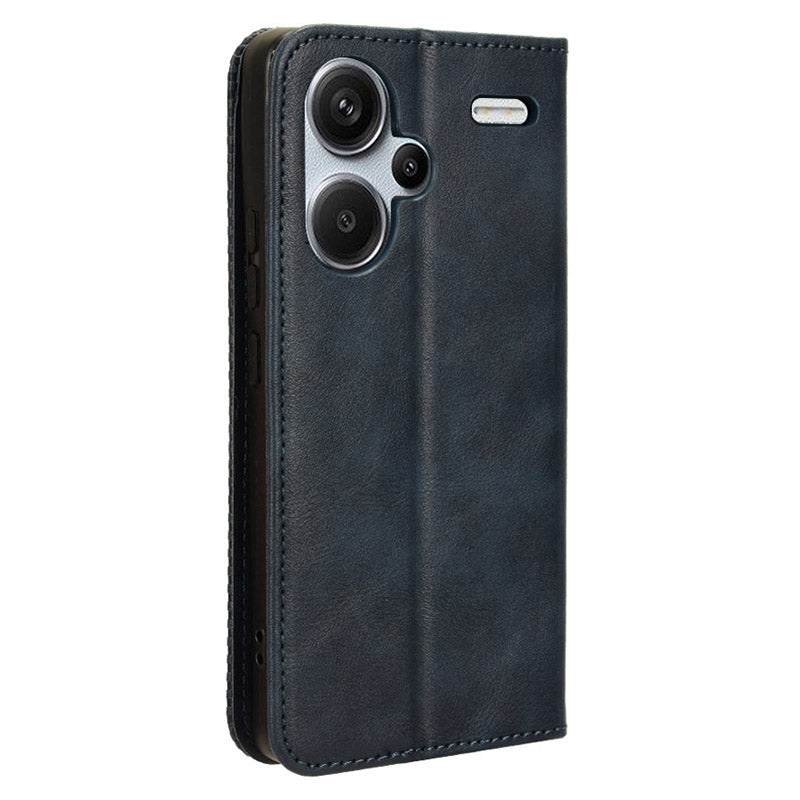 Retro Leather Phone Cover for Xiaomi Redmi Note 13 Pro+ Wallet Magnetic Leather Phone Case - Blue