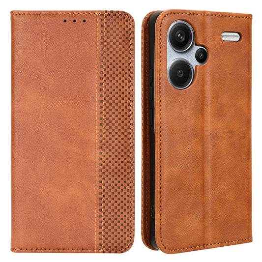 Retro Leather Phone Cover for Xiaomi Redmi Note 13 Pro+ Wallet Magnetic Leather Phone Case - Brown