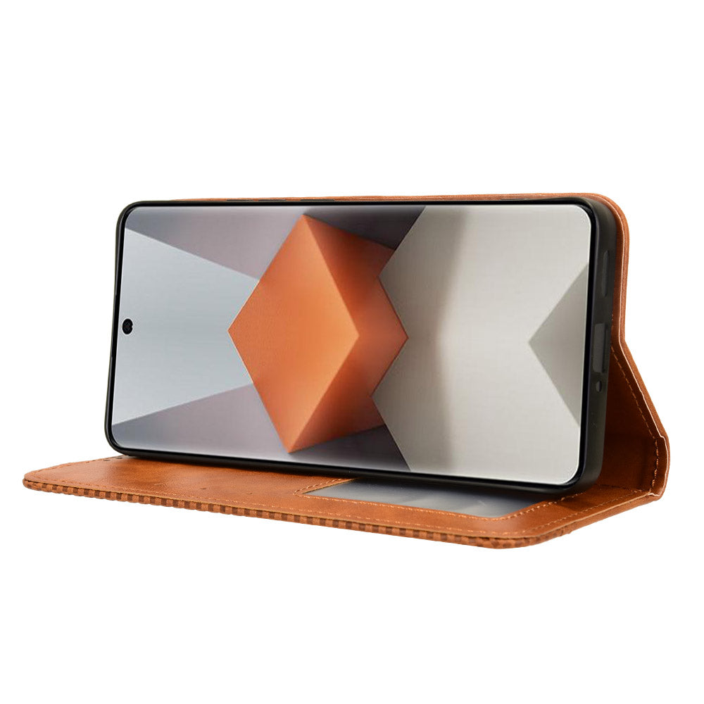 Retro Leather Phone Cover for Xiaomi Redmi Note 13 Pro+ Wallet Magnetic Leather Phone Case - Brown