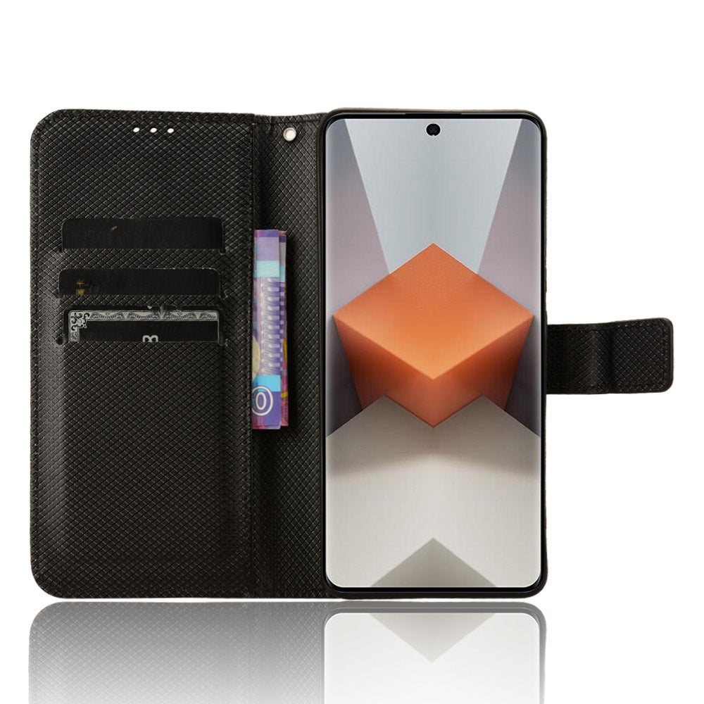 For Xiaomi Redmi Note 13 Pro+ 5G Case TPU + PU Leather Wallet Smartphone Shell Cover - Black