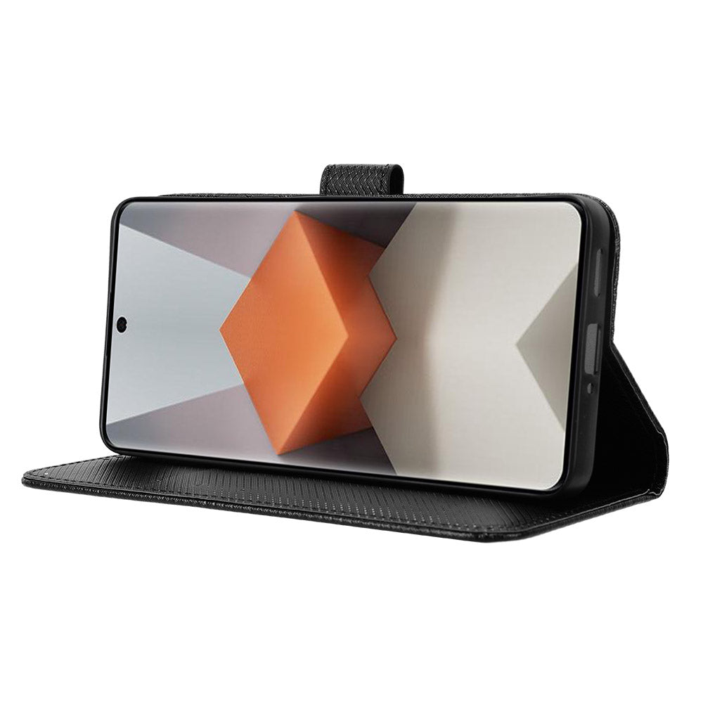 For Xiaomi Redmi Note 13 Pro+ 5G Case TPU + PU Leather Wallet Smartphone Shell Cover - Black