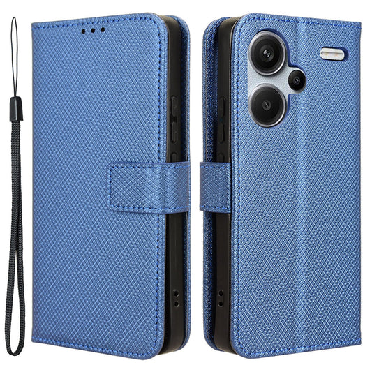 For Xiaomi Redmi Note 13 Pro+ 5G Case TPU + PU Leather Wallet Smartphone Shell Cover - Blue