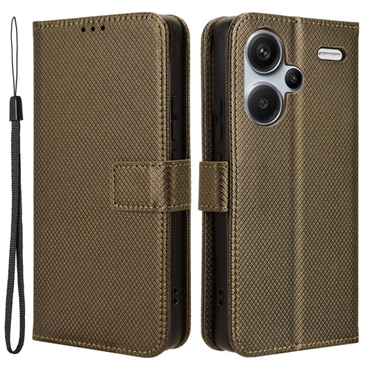 For Xiaomi Redmi Note 13 Pro+ 5G Case TPU + PU Leather Wallet Smartphone Shell Cover - Brown