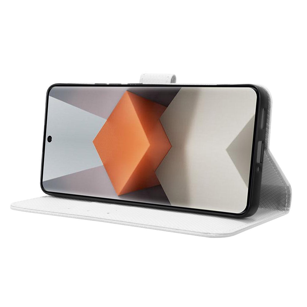 For Xiaomi Redmi Note 13 Pro+ 5G Case TPU + PU Leather Wallet Smartphone Shell Cover - White
