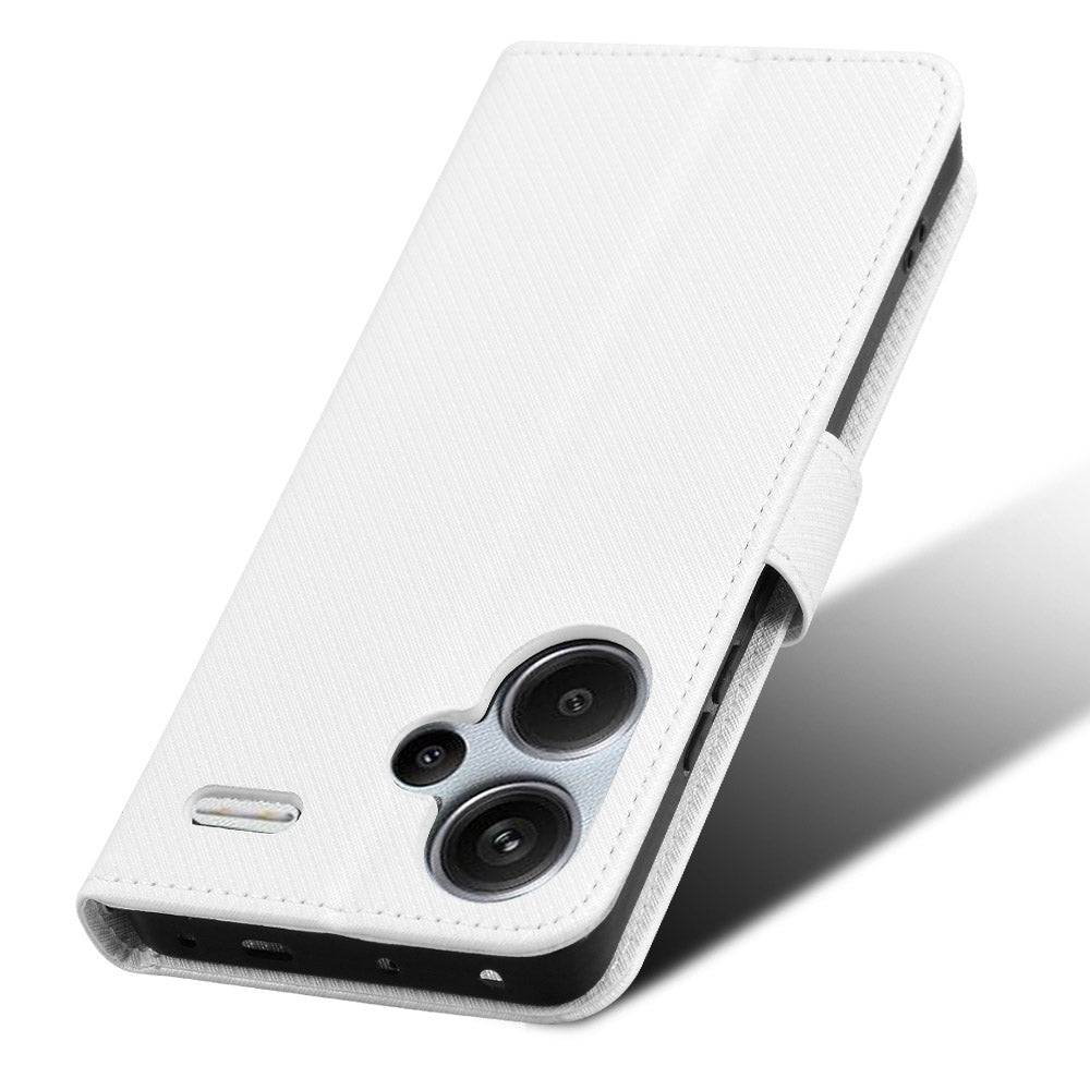 For Xiaomi Redmi Note 13 Pro+ 5G Case TPU + PU Leather Wallet Smartphone Shell Cover - White