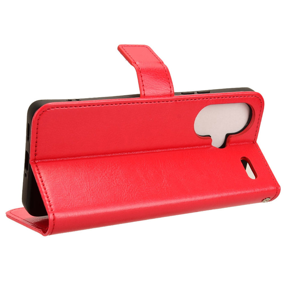 For Xiaomi Redmi Note 13 Pro+ Cell Phone Shell Crazy Horse Texture Cover Phone Case Wallet - Red