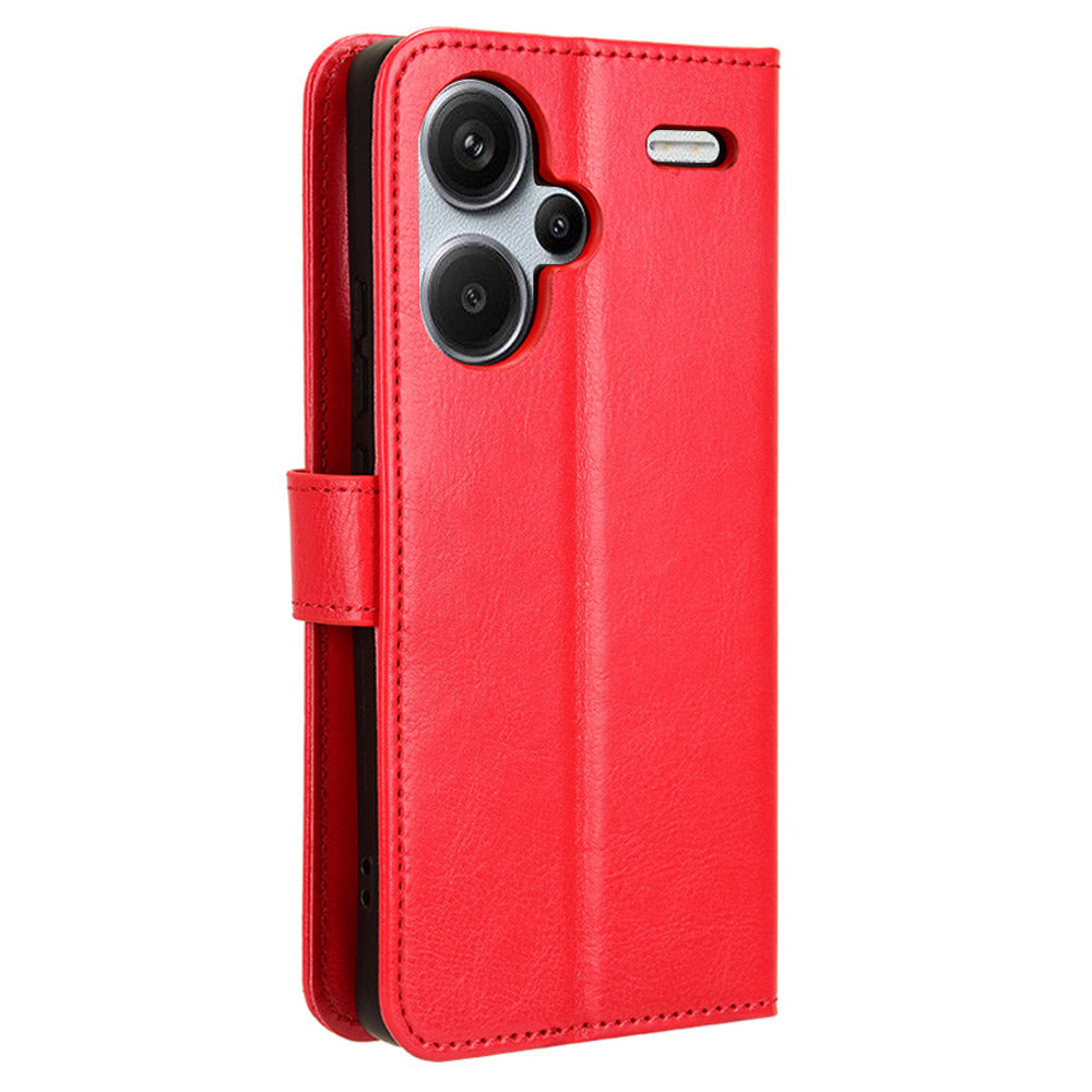 For Xiaomi Redmi Note 13 Pro+ Cell Phone Shell Crazy Horse Texture Cover Phone Case Wallet - Red
