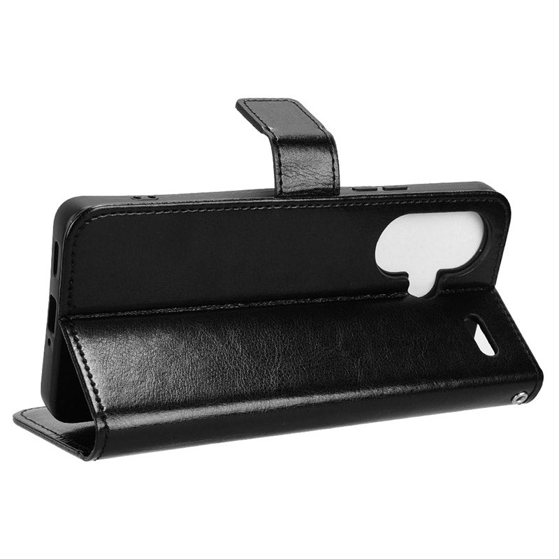 For Xiaomi Redmi Note 13 Pro+ Cell Phone Shell Crazy Horse Texture Cover Phone Case Wallet - Black