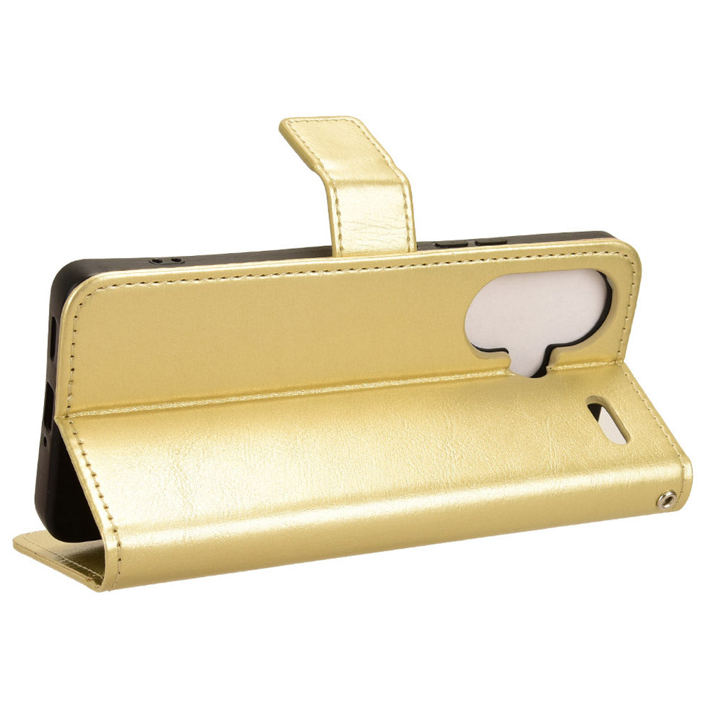 For Xiaomi Redmi Note 13 Pro+ Cell Phone Shell Crazy Horse Texture Cover Phone Case Wallet - Gold