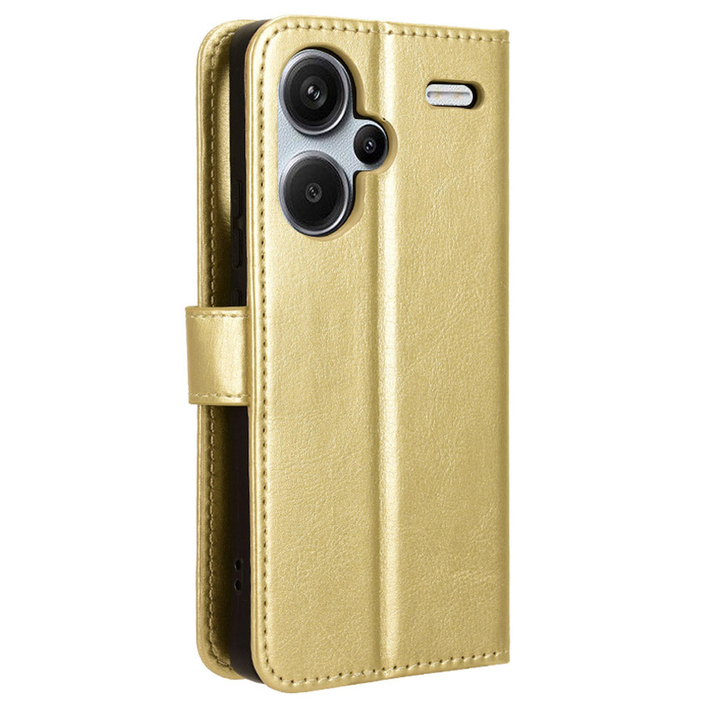 For Xiaomi Redmi Note 13 Pro+ Cell Phone Shell Crazy Horse Texture Cover Phone Case Wallet - Gold