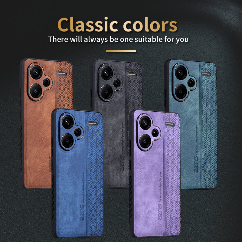 AZNS For Xiaomi Redmi Note 13 Pro+ 5G Case Imprinted PU Leather + TPU Cell Phone Cover - Black