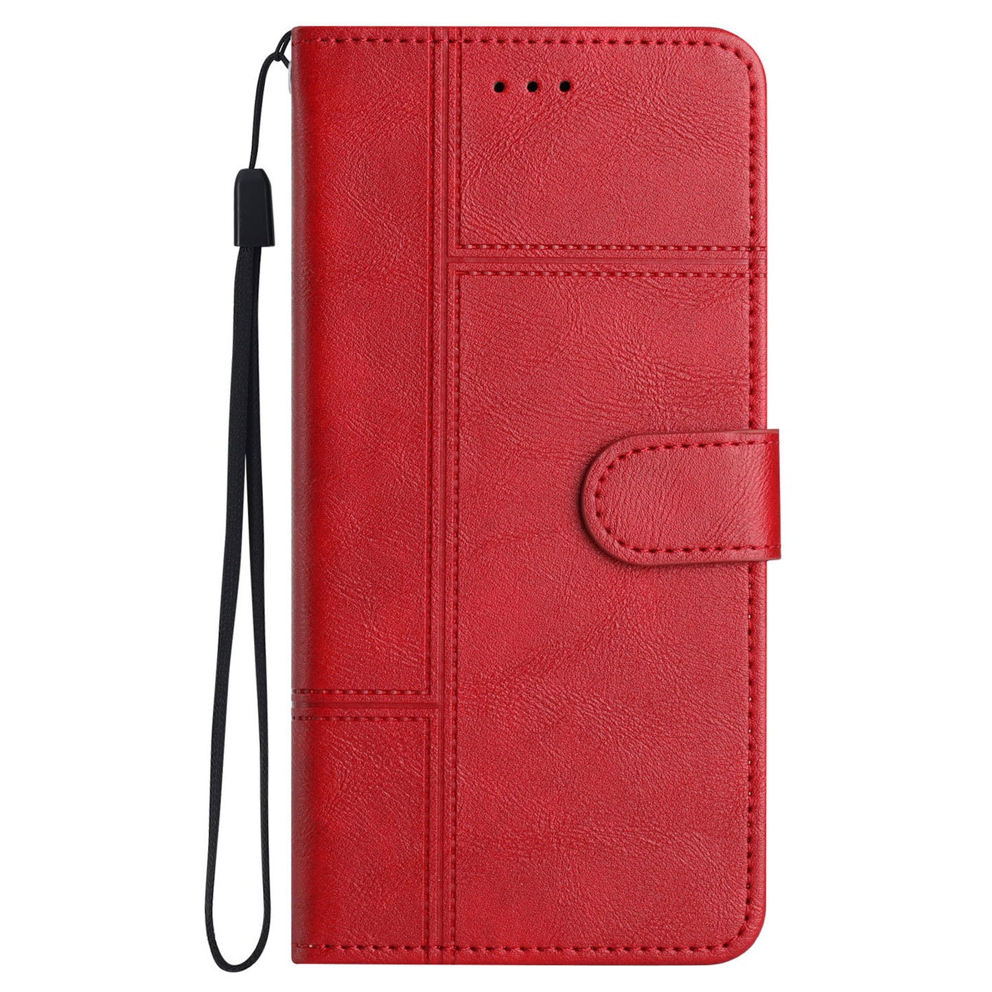 For Samsung Galaxy S24 Case PU Leather Line Imprinted Wallet Stand Phone Cover - Red