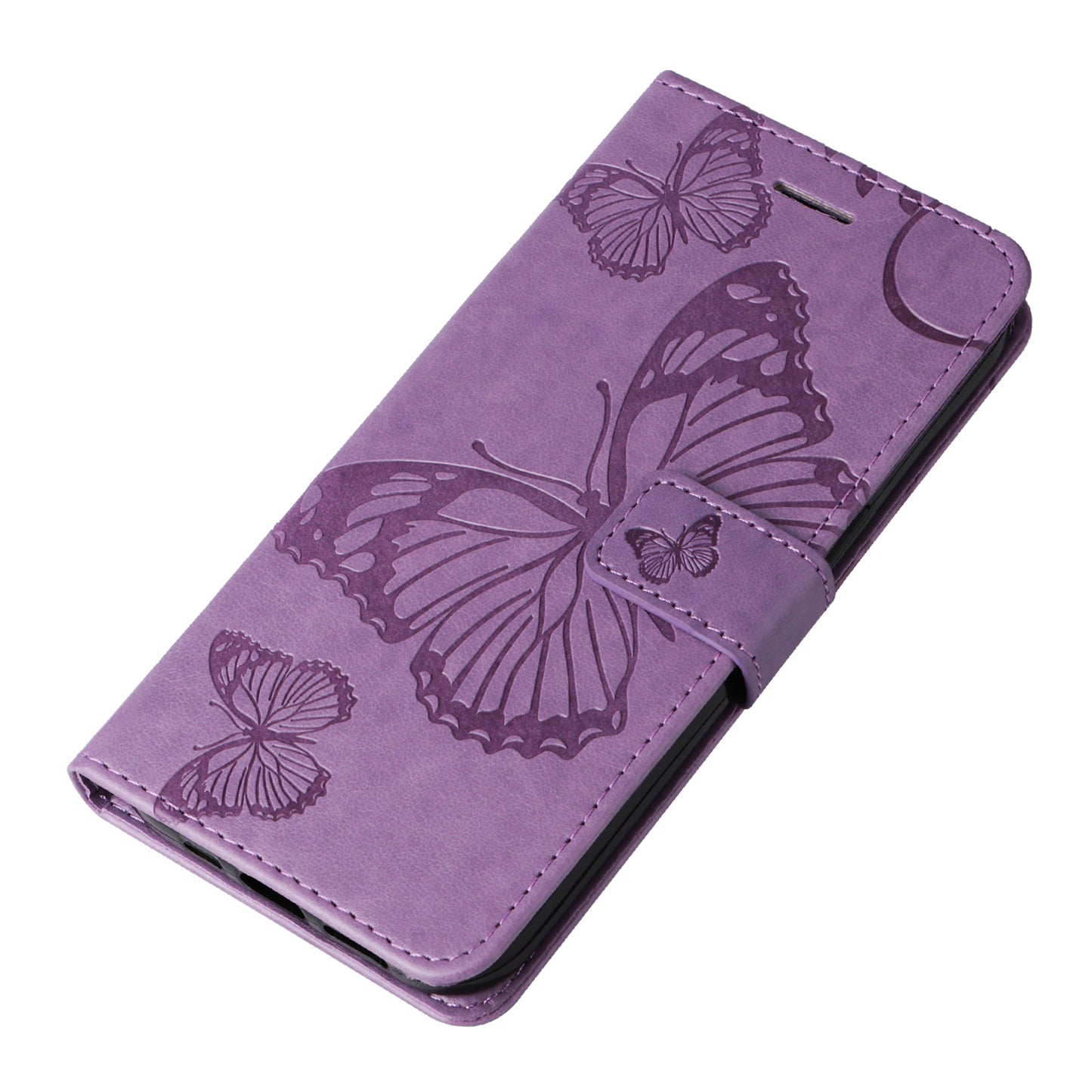 KT Imprinting Flower Series-2 For Xiaomi Redmi Note 13 Pro+ Case Butterfly Imprint Wallet Stand PU Leather Smart Phone Cover  - Purple
